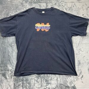 Vintage Marithe Francois Girbaud XXL Double Sided Navy Blue T-Shirt Y2K Hip Hop